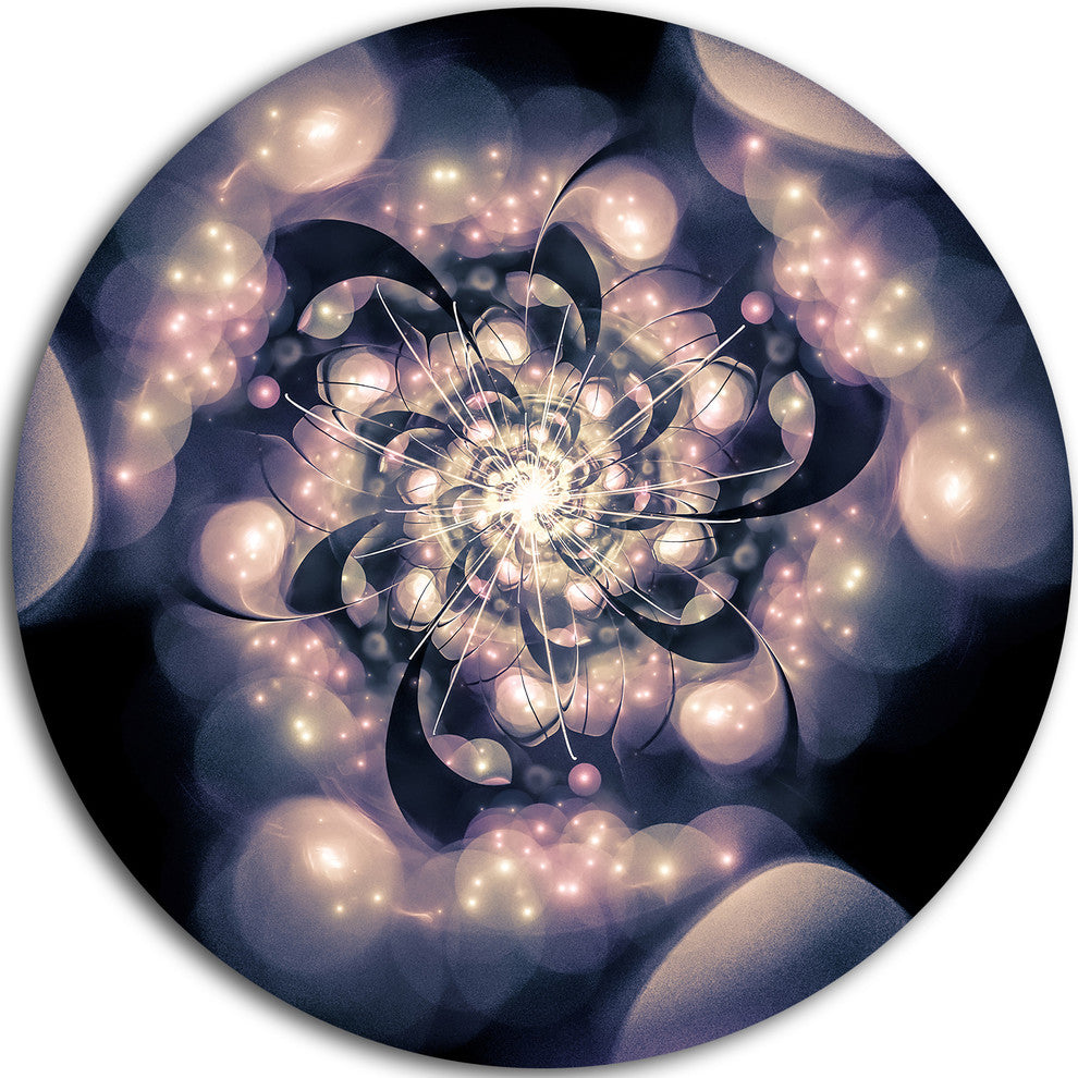 Light Blue Fractal Flower Pattern, Floral Disc Metal Wall Art, 23"