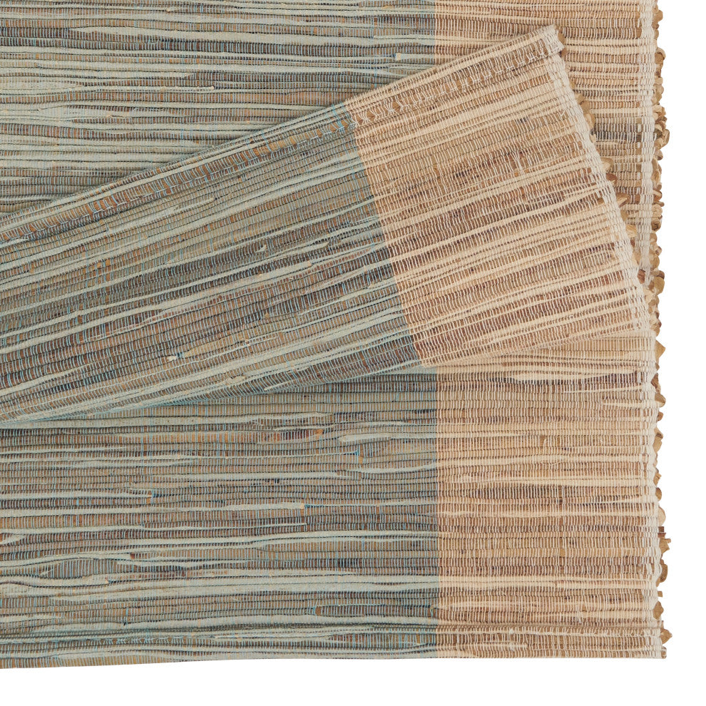 Shimmering Table Runner With Banded Design, Turquoise
