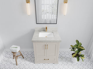 Boston 30" Single Sink Bath Vanity in Fine Grain 2" Pearl Gray