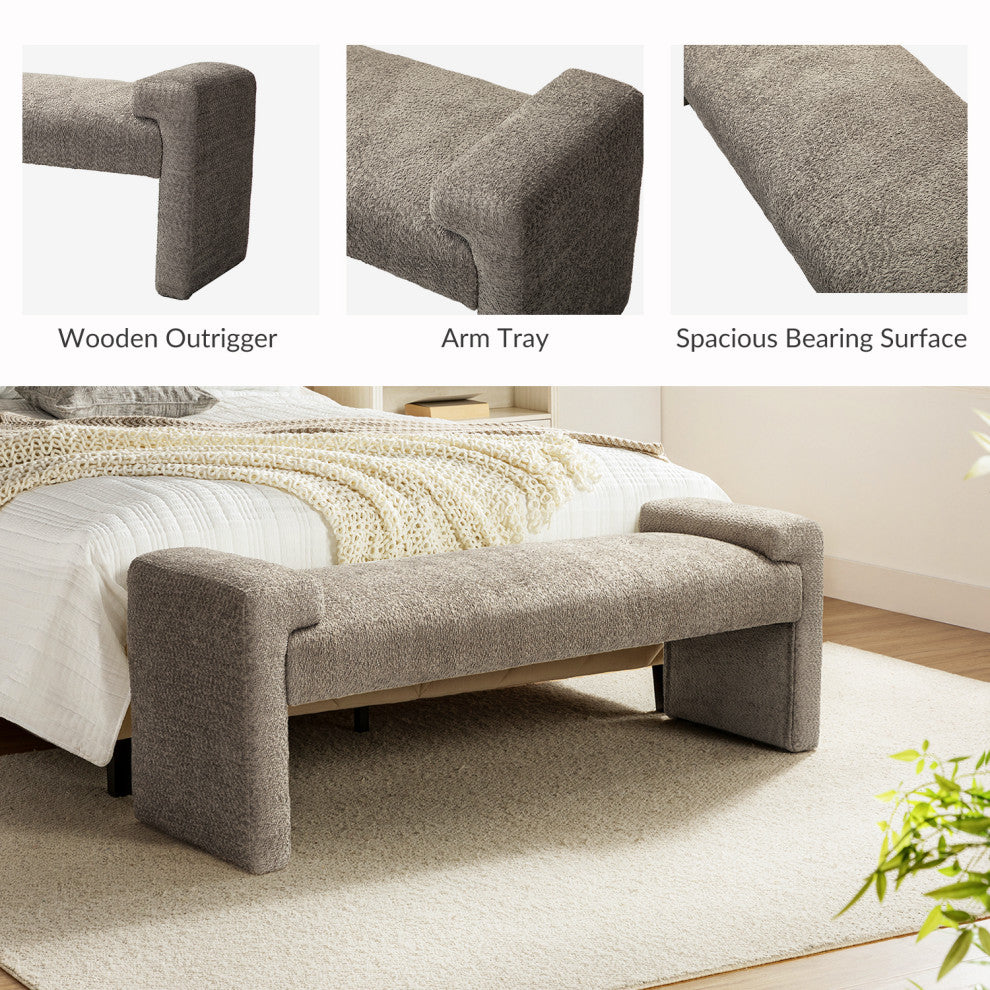 Severin Upholstered Bench, Gray