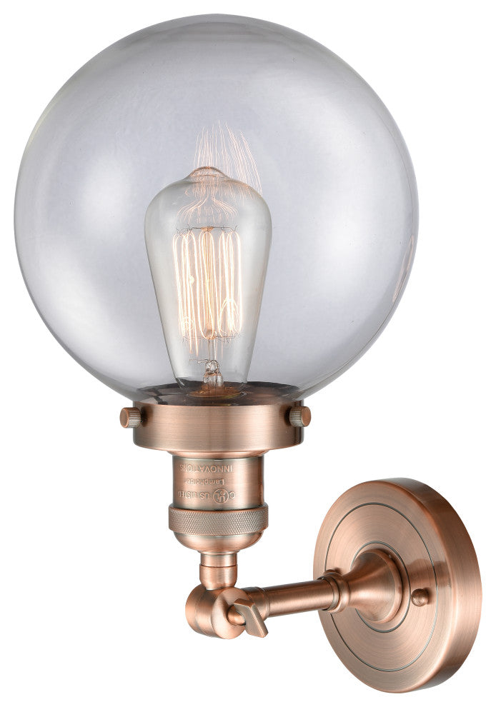 1-Light Beacon 8" Sconce, Antique Copper, Glass: Clear