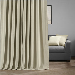 Extra Wide Blackout Velvet Curtain Single Panel, Cool Beige, 100"x84"