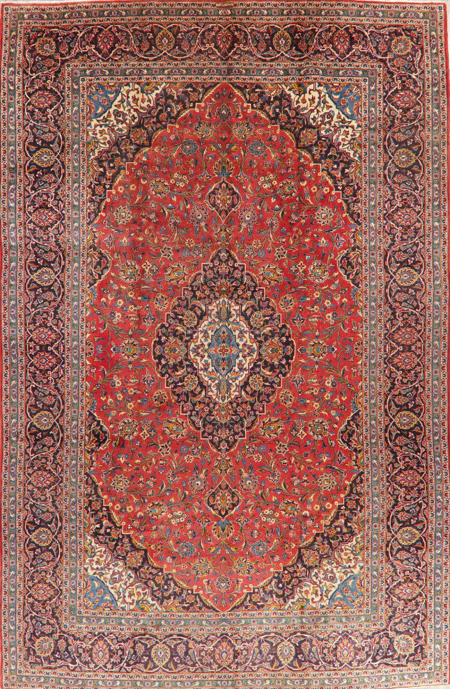 Consigned, Traditional Handmade Vintage Oriental Persian Area Rug, Red, 10x15
