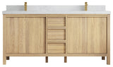 Elizabeth Oak 72" Double Sink Vanity, White 2" Empira Quartz