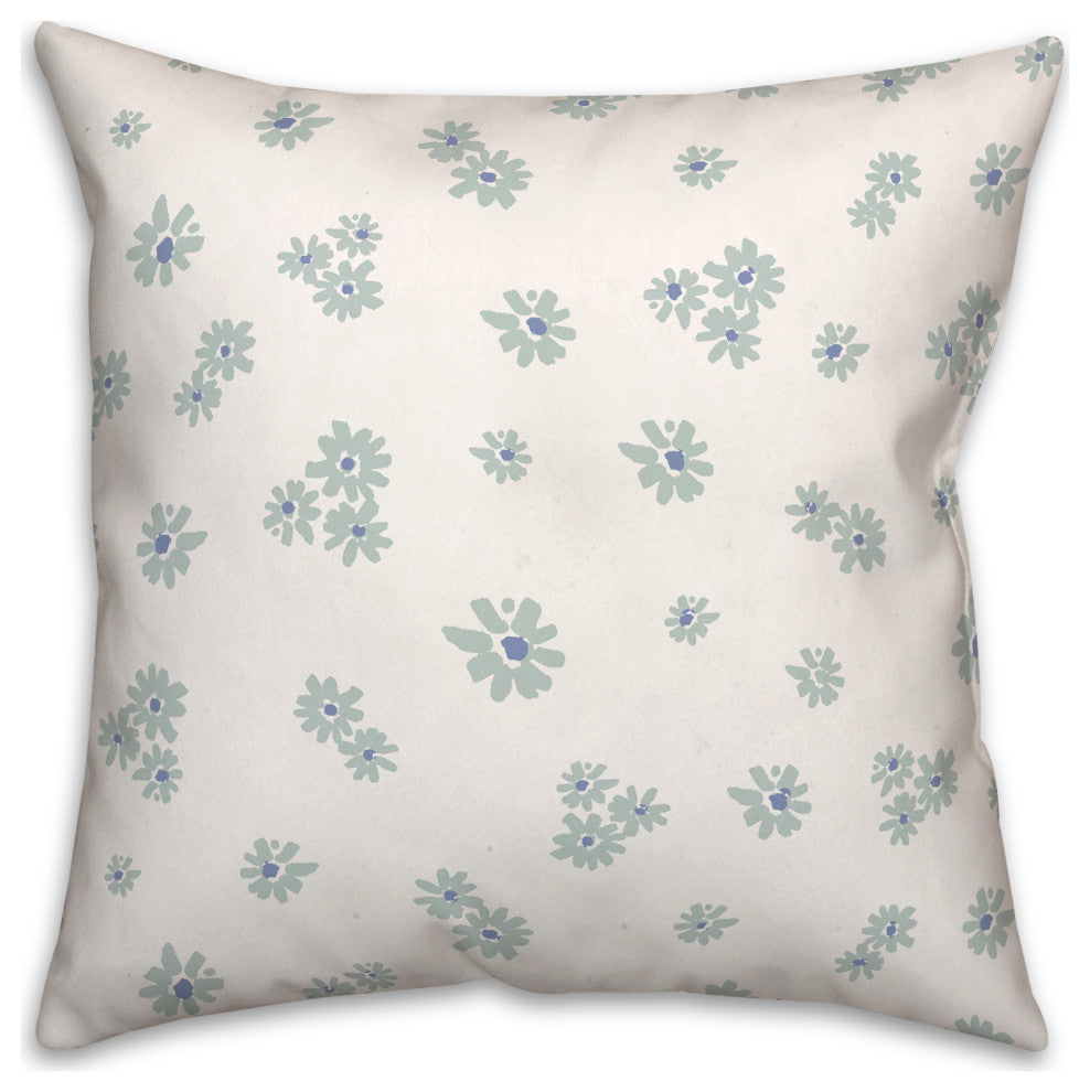 Blue Daisy Pattern 18x18 Spun Poly Pillow
