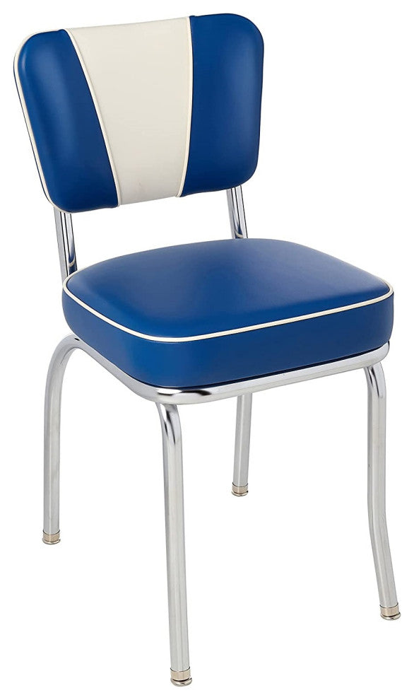 Retro Home Upholstered 'V' Back Dining Chair, Royal Blue, Box Seat