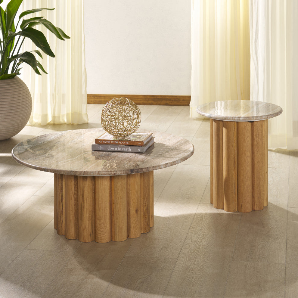 Safavieh Couture Roxiella Marble Accent Table, Brown / Natural