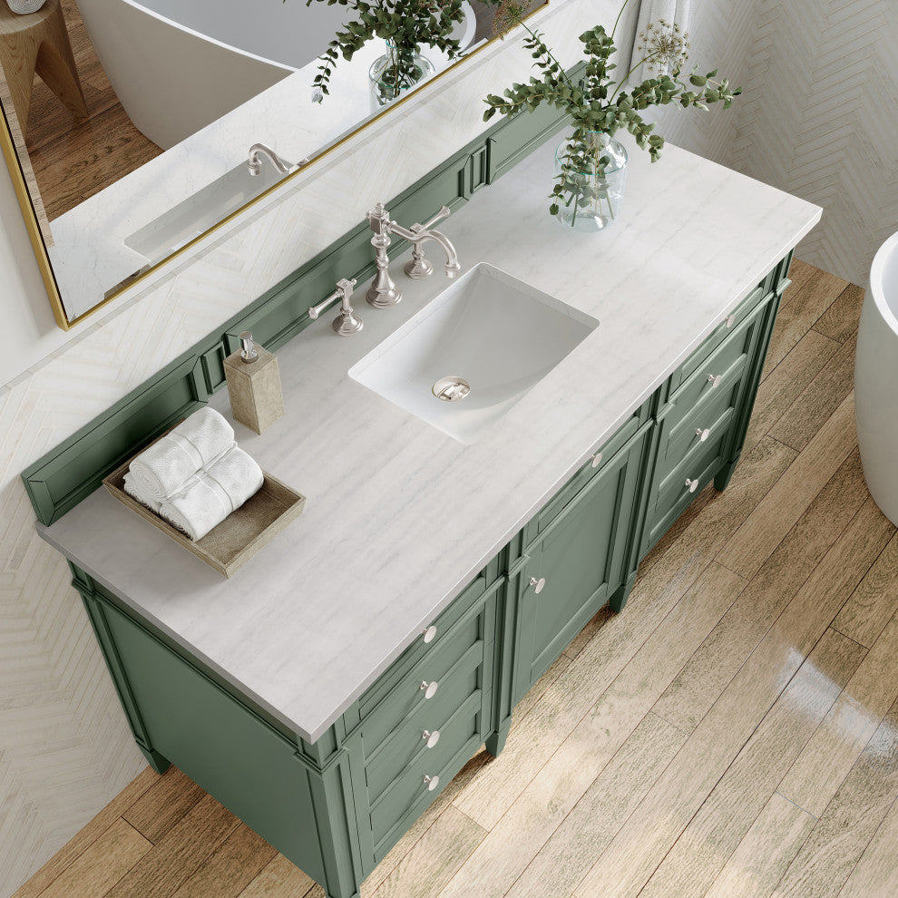 Brittany 60" Single Vanity, Smokey Celadon, 3CM Arctic Fall Top