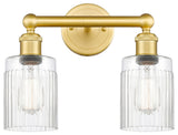 Hadley 2-Light 14" Bath Vanity Light, Satin Gold Finish, Clear Shade