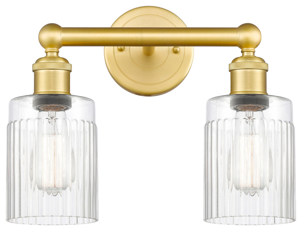 Hadley 2-Light 14" Bath Vanity Light, Satin Gold Finish, Clear Shade