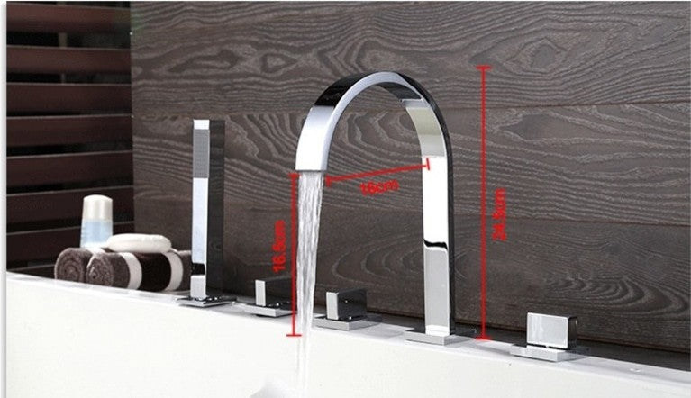 Brindisi Brass Deck Mounted Chrome Bathroom Faucet With Hand Shower