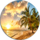 Gorgeous Beach Of Island Barbados, Modern Seascape Round Wall Art, 36"