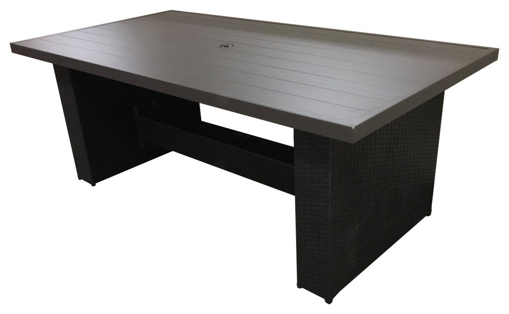 Belle Rectangular Outdoor Patio Dining Table With 4 Chairs and 1 Bench Black