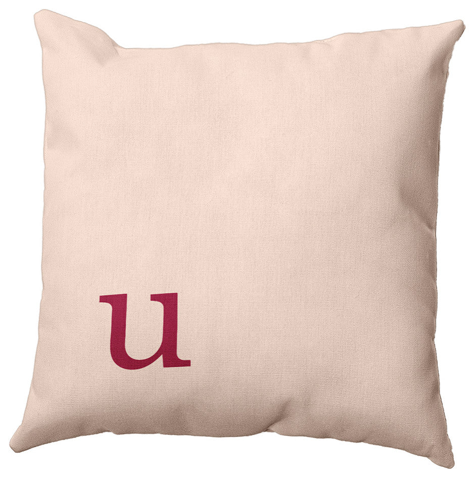18"x18" Modern Monogram Decorative Throw Pillow, Cranberry