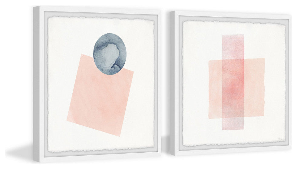Peaches and Shapes Diptych, 24"x12"
