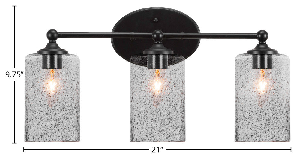 Capri 3-Light Bath Bar, Matte Black/Smoke Bubble