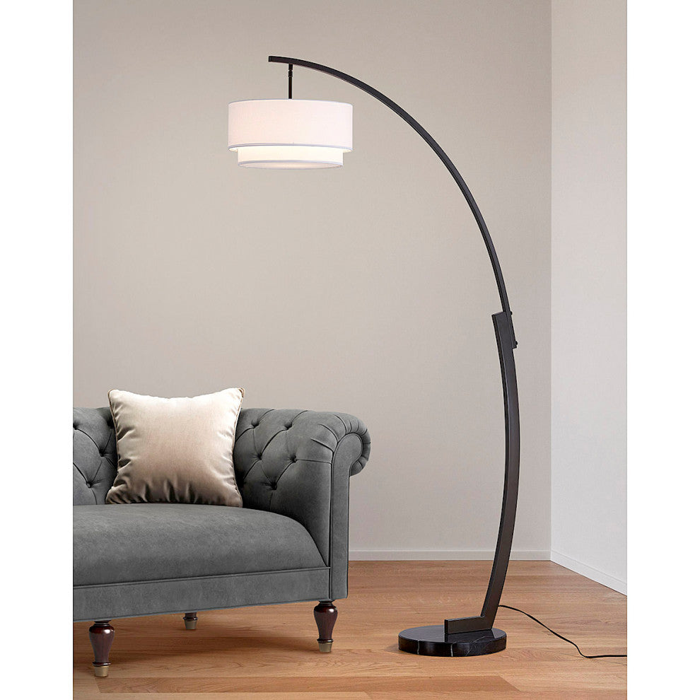 HOMEGLAM  ARC 81"H Metal Floor Lamp, Darkbronze /Whiteshade