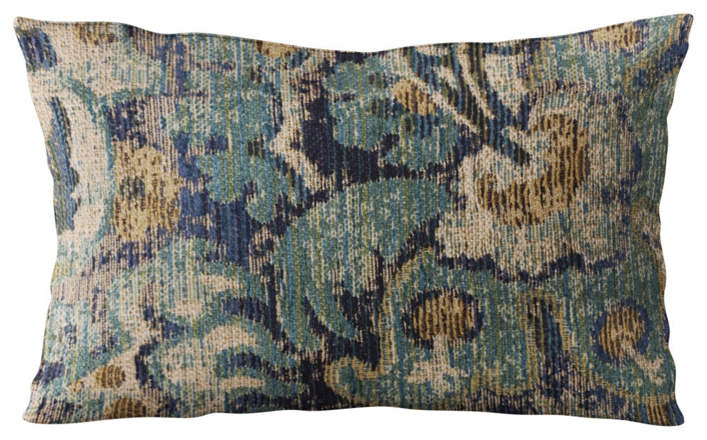 Plutus Blue Amazonian Damask Luxury Throw Pillow, 22"x22"
