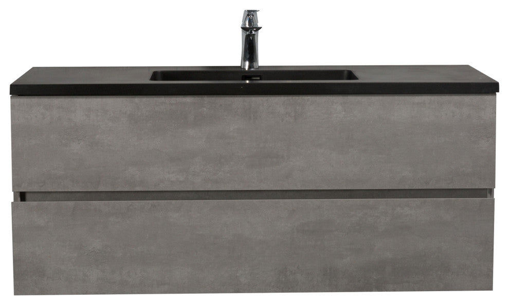 Alma-Edi Cement Grey Wall Mounte Vanity With Black Sink, 48"