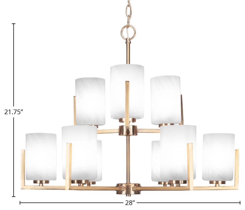Atlas 9-Light Chandelier, New Age Brass/White Marble