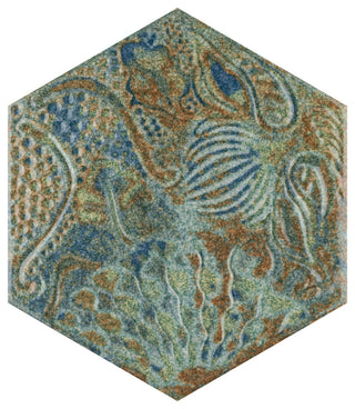 Gaudi React Hex Ocean Porcelain Floor and Wall Tile