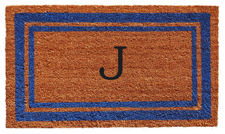 Blue Border 18"x30" Monogram Doormat, Letter J