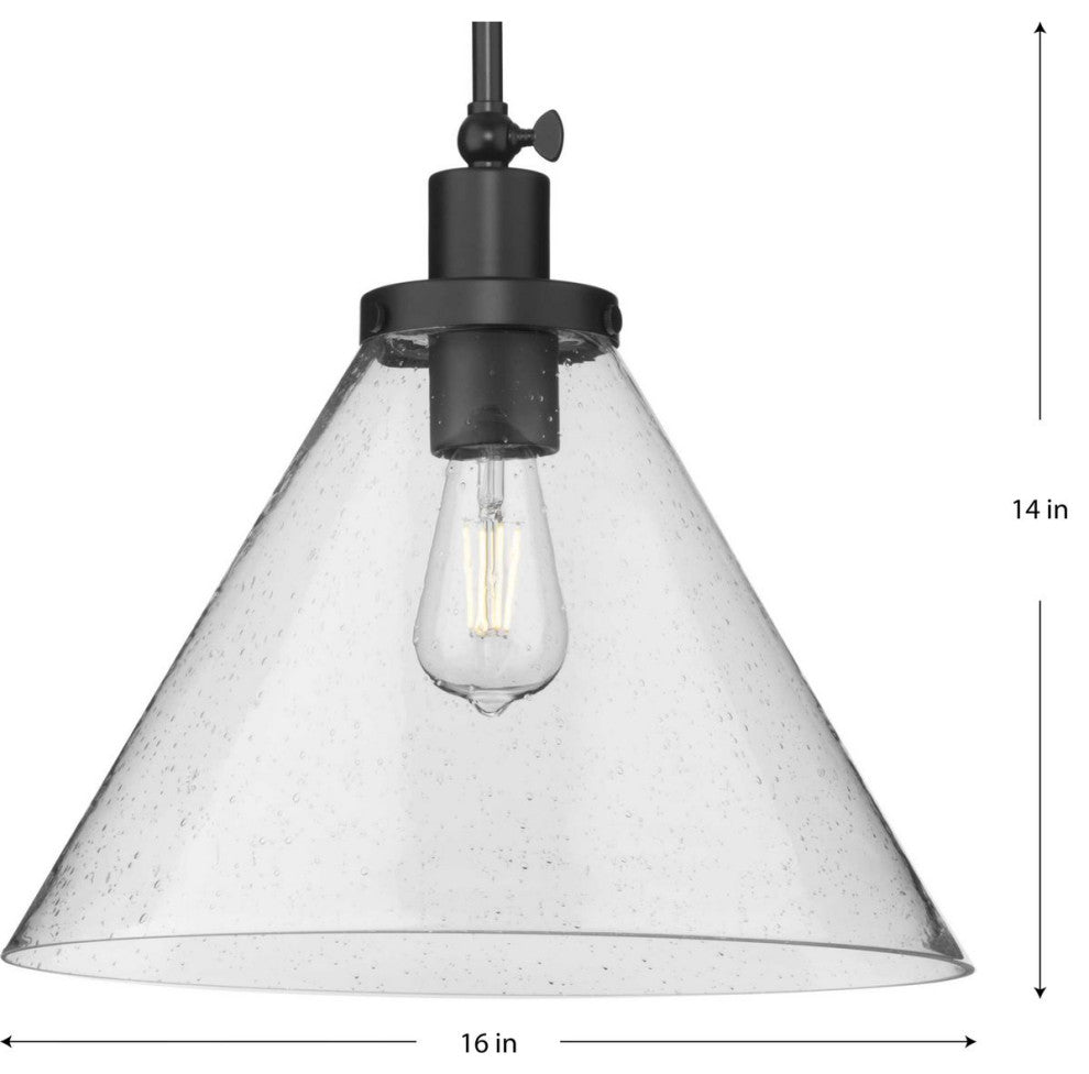 Hinton Collection One-Light Matte Black Modern Farmhouse Pendant