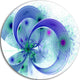 Blue Fractal Flower With Curved Petals, Floral Round Wall Art, 36"