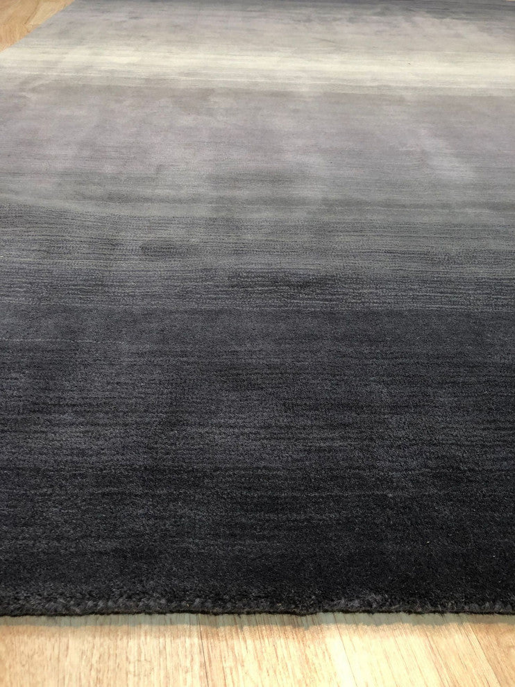 Handmade Wool Gray Transitional Stripe Horizon Rug, 5' X 8'