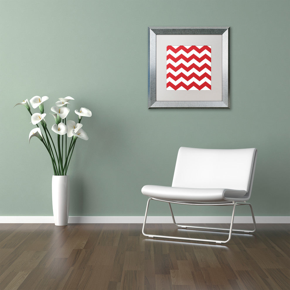 Color Bakery 'Xmas Chevron 8' Matted Framed Art, Silver Frame, White Mat, 11 X 1