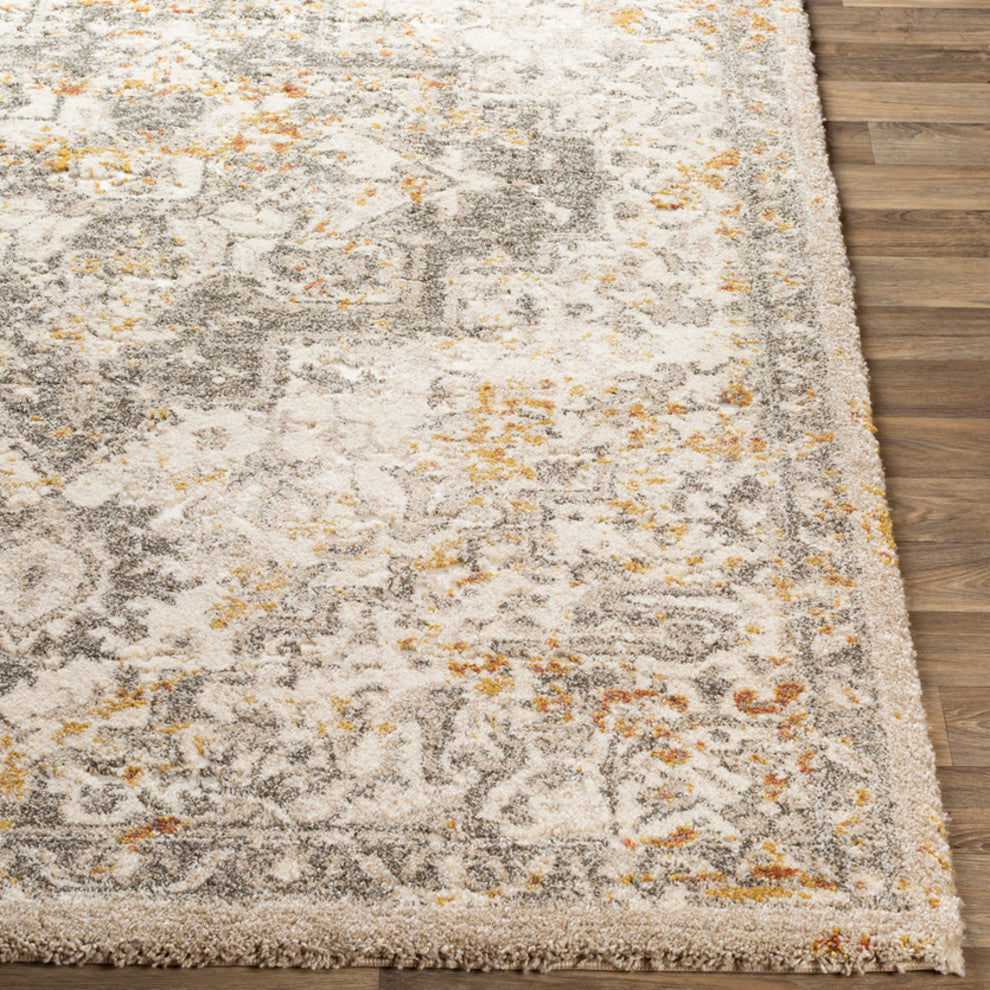 Surya Tuscany TUS-2307 5'3"x7'3" Rug, Champagne/Cream/Burnt Orange/Brown/Denim