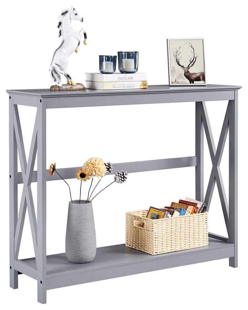Modern 2-Tier Entryway Table, Grey