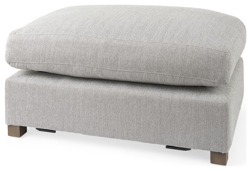 Light Gray Fabric Covered Half Ottoman