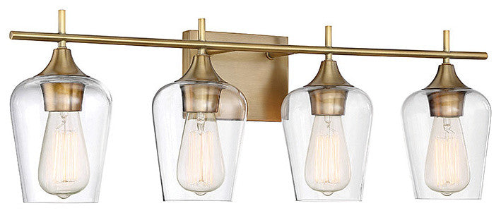 Octave Bathroom Vanity Light, Warm Brass, 4-Light