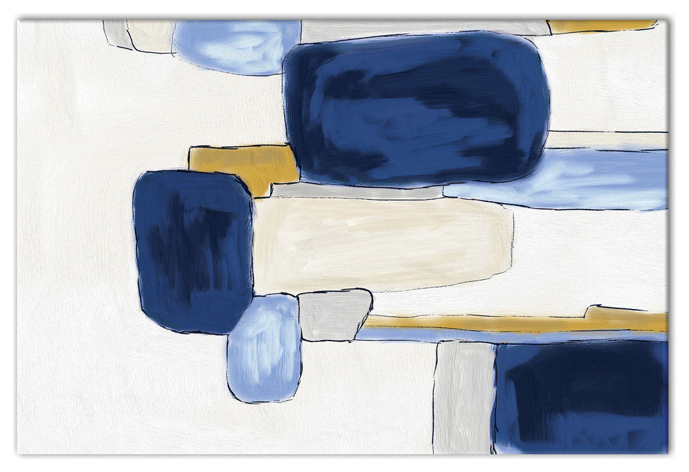 Watercolor Blue Abstract Squares 32x48 Canvas Wall Art