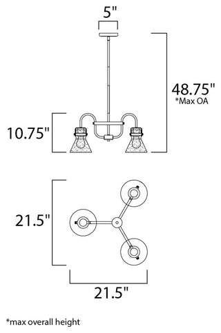 Maxim 26116 Seafarer 3 Light 22" Seedy Glass Chandelier - Oil Rubbed Bronze