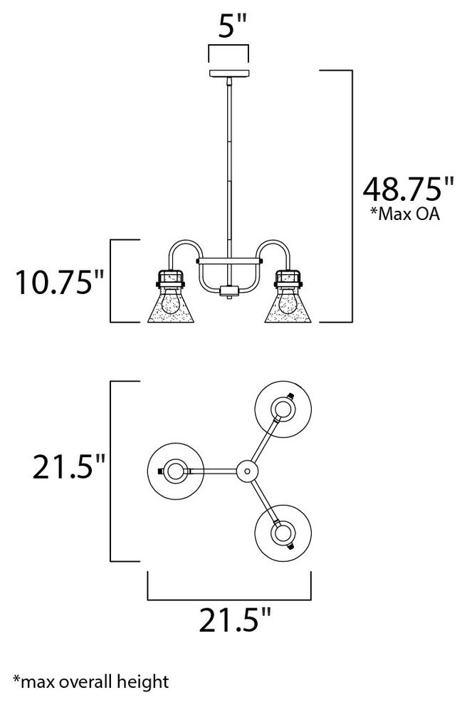 Maxim 26116 Seafarer 3 Light 22" Seedy Glass Chandelier - Oil Rubbed Bronze