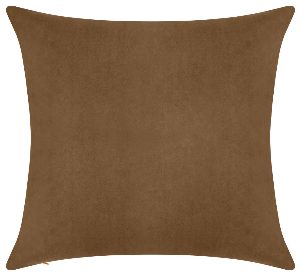 Delara Set of 1 Velvet 20x20" Cover, Light Brown, Pillow Cover Only