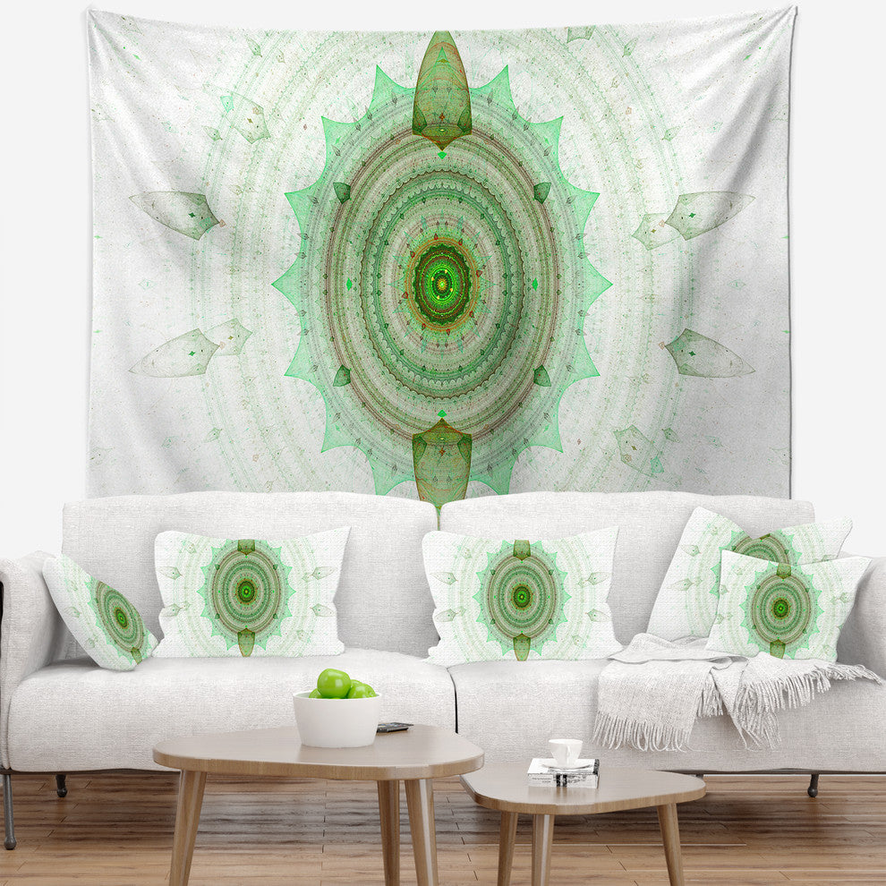 Light Green Cryptical Sphere Abstract Wall Tapestry, 80"x68"