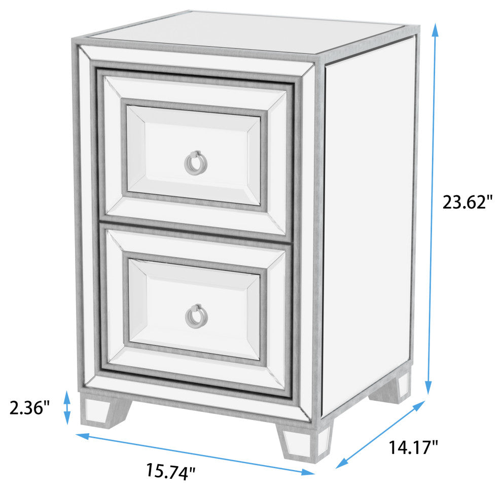 2-Drawer Wood Nightstand with Handles