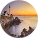 Portland Head Lighthouse Maine, Modern Seascape Round Wall Art, 36"