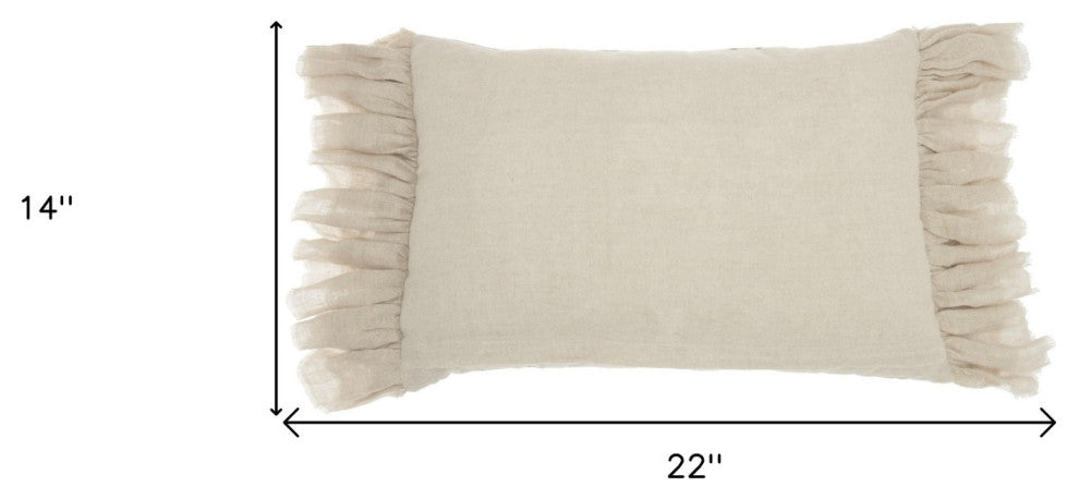 Wide Tasseled Marble Pink Lumbar Pillow