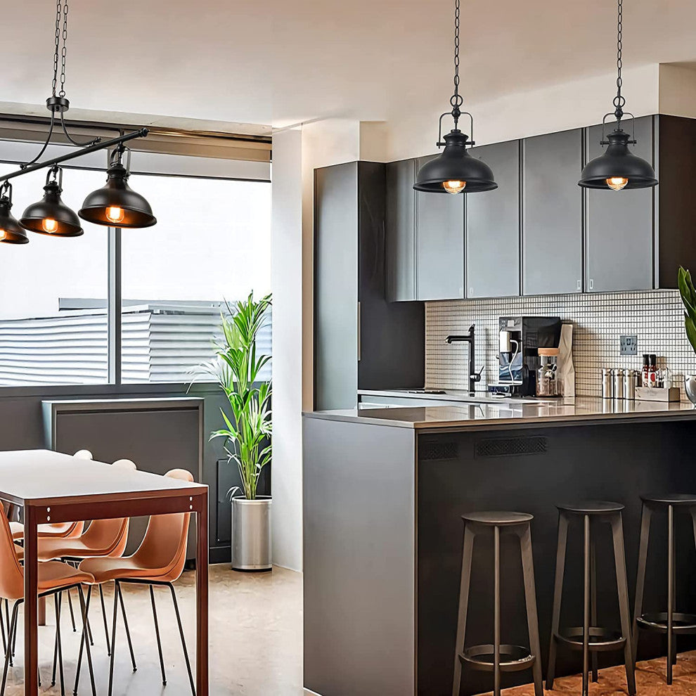 Industrial Black Pendant Light Farmhouse Dome Hanging Light Fixture