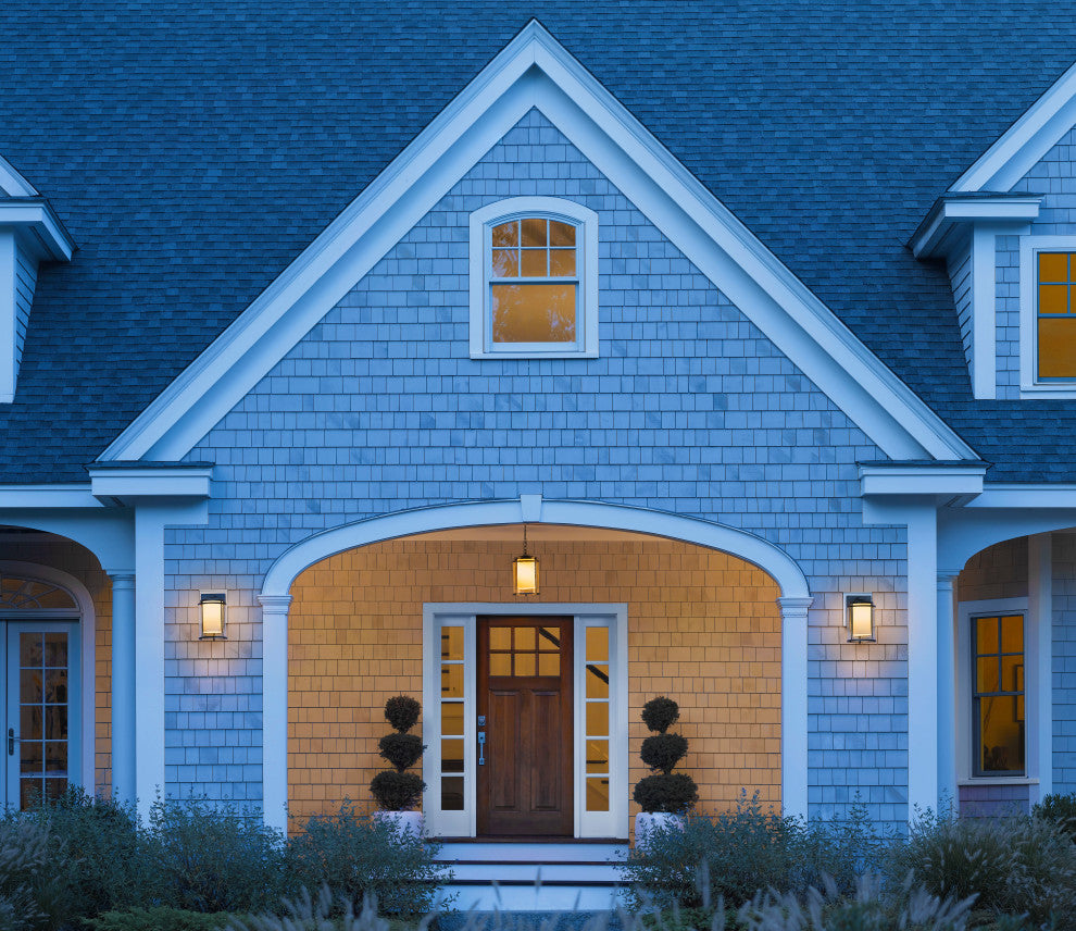 Meridian Outdoor Ceiling Fixture, Coastal Bronze Finish, Opal and Seeded Glass