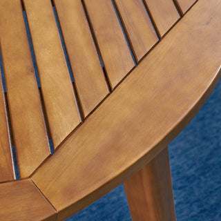 GDF Studio Nick Outdoor Acacia Wood Round Dining Table, Teak Finish