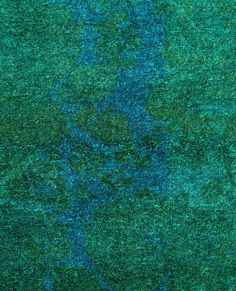 Overdyed One-of-a-Kind Hand-Knotted Area Rug Green, 2' 9" x 4' 2"