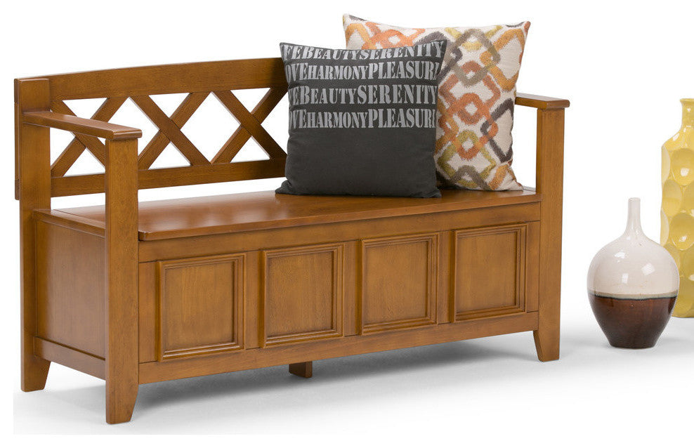 Amherst Entryway Storage Bench, Light Avalon Brown