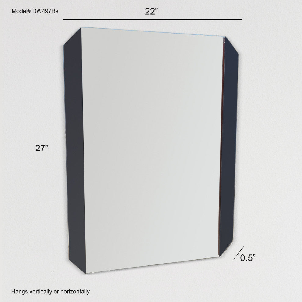 22"Wx27"H Rectangular Frameless Bathroom Vanity Wall Mirror