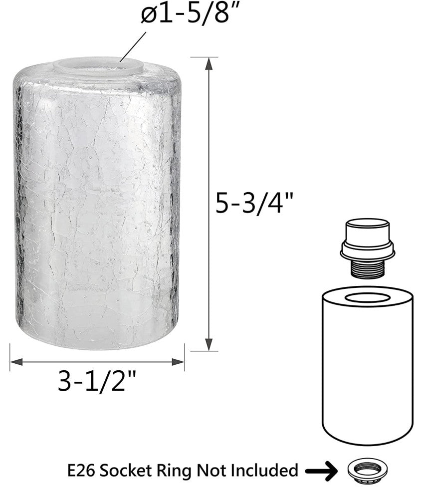23614-03 Replacement Clear Cracked Vanity Glass Shade,3 Pack.