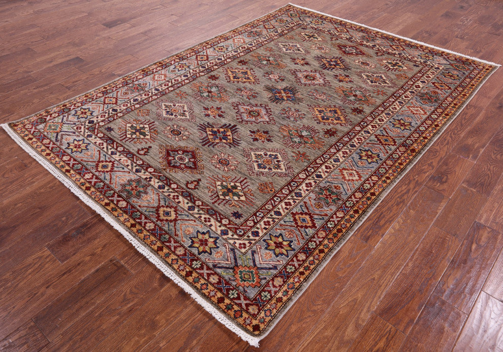 6' 0" X 8' 6" Super Kazak Hand Knotted Wool Rug - Q12939